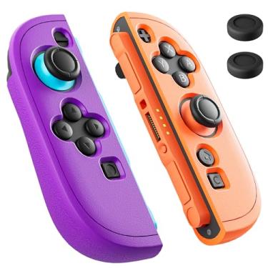 Imagem de PAWDIARY Silicone Switch 2 joycon Case, Frosted Handheld Switch 2 2025 joycon Controller Protective Cover Skin and 2 Thumb Caps, [2 Pieces] Comfort Anti-Slip Softshell - Purple&Orange