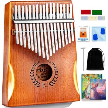 Imagem de Everjoys Kalimba Piano de polegar 17 teclas, instrumento musical profissional marimbas de dedo com saco de pano macio portátil, livro de músicas rápido para aprender, martelo de afinação, kit tudo em