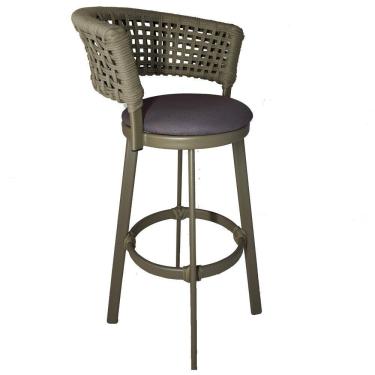 Imagem de Banqueta Somália em Alumínio e Corda Náutica Jardim Trama