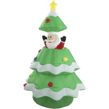 Imagem de Arvore Natal Papai Noel Sobe Desce Luz Led Decoraçao Natalina Enfeite 