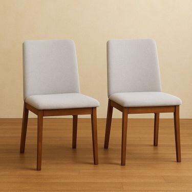 Imagem de Kit 2 Cadeiras de Jantar Estofada Madeira Maciça Cecília Bege