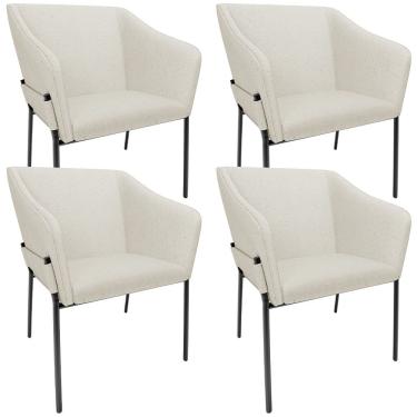 Imagem de Kit 4 Cadeiras Para Sala de Jantar Estar Living Olívia L02 Linho Champagne - Lyam Decor