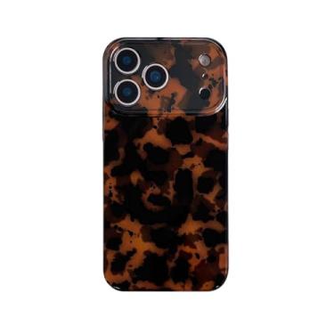 Imagem de Capa de telefone estética de tartaruga para iPhone 17 Pro, linda estampa retrô de leopardo com proteção total da câmera moderna macia TPU protetora chique marrom âmbar capa para mulheres (para iPhone
