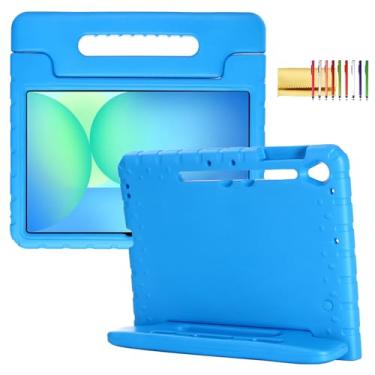 Imagem de Capa infantil para Samsung Galaxy Tab S10 FE Plus 33.3 cm (2025), alça Techcircle com suporte leve, espuma vinílica acetinada, proteção resistente contra quedas, azul