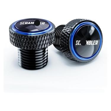 Imagem de BYYINGSUS Mototcycle Peças Modificadas M10*1,25 Parafusos de Bujões de Orifício Espelho Capa Decorativa Compatível com Scrambler 800 1100 800 Trenó Deserto 2017-2022 (Azul, 10MM-B)