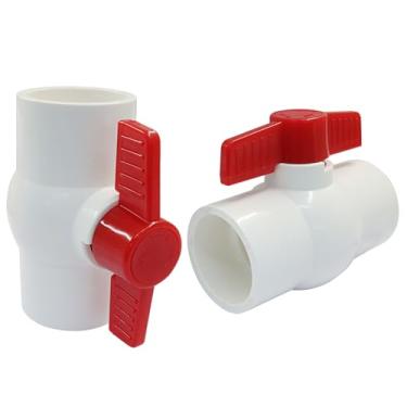 Imagem de Murtenze Pacote com 2 válvulas esféricas de PVC, válvulas de manípulo em T vermelhas de desligamento de água de 3,5 cm para sistema de tubulação