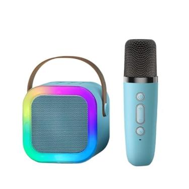 Imagem de Caixa de Som Karaokê Profissional com 2 Microfones Sem Fio - Bluetooth, LED, Cancelamento de Voz e Entrada USB/TF para Festas em Família (Dois Microfones (2),Aleatório)