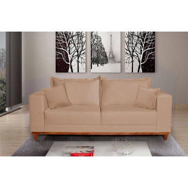 Imagem de Sofá Fixo Living  3 Lugares Pequim 2.00m Veludo Bege