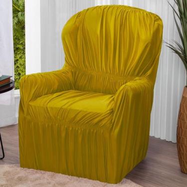 Imagem de Capa Para Poltrona 1 Lugar Elasticada Lisa - Lenharo Enxovais, Amarelo