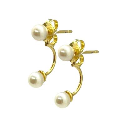 Imagem de Brinco folheado a ouro grace pérolas 4mm semijoias em caixa