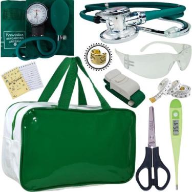 Imagem de Kit Enfermagem Aparelho De Pressão Pamed Completo - Love Saude, VERDE 