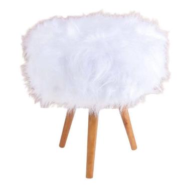 Imagem de Puff puf banqueta para salão de beleza pelúcia branca 50 cm