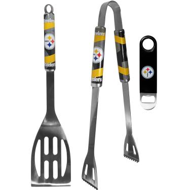 Imagem de Siskiyou Sports NFL Pittsburgh Steelers Conjunto unissex de 2 peças para churrasco e abridor de garrafa, cores do time, tamanho único