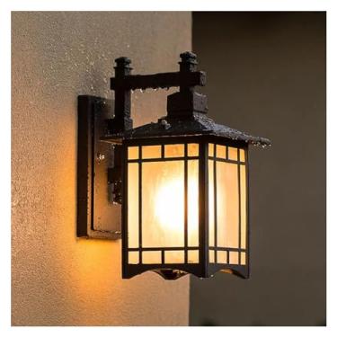 Imagem de Luminária de parede retrô estilo europeu à prova d'água, iluminação chinesa para pátio, varanda, jardim, corredor, entrada, varanda, luzes, luminária pendente de teto LED, preta