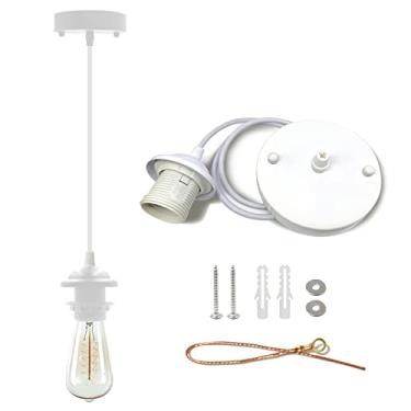 Imagem de VTYXCTIGJ Mini kit de luz pendente industrial, pingente retrô Edison, soquete de lâmpada UL E26, cabo de luz pendente vintage, mini luminárias suspensas de teto, kit de luz de suspensão ajustável para