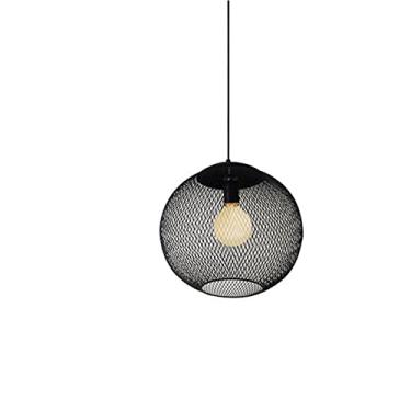 Imagem de Lustre moderno com gaiola de arame oco, luminária pendente esférica vintage, lustre estilo americano para casa de fazenda, quarto, cozinha, ilha, sala de jantar, bar, luminária de teto (35 c