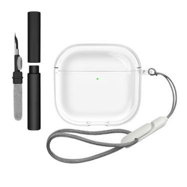 Imagem de Kit Limpador para Fones e Capa Protetora Nerdcase Compatível com AirPods 4, Silicone Flexível, Transparente