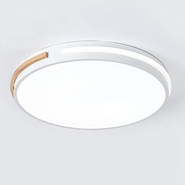Imagem de Luminária de teto com acabamento em madeira, luminárias embutidas de led, abajur de acrílico com ajuste de intensidade, luminária de teto 27/36W (B, 50CM) lustre