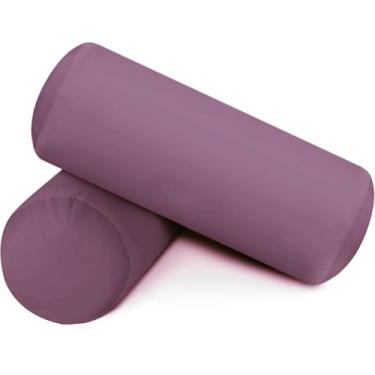 Imagem de SAHARBEDDINGS 2 peças de capa de almofada de pescoço cervical com fronhas reforçadas de algodão para almofada cilíndrica de pescoço redondo fecho de zíper (ameixa, conjunto de 20 x 6 almofadas de rolo