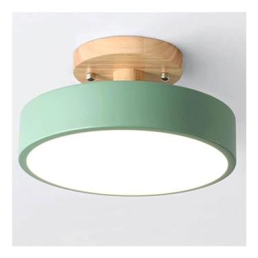 Imagem de Lustre nórdico de escada, luminária de teto semi-embutida, redonda, regulável, de madeira, iluminação moderna para ilha de cozinha, corredor, varanda (verde)
