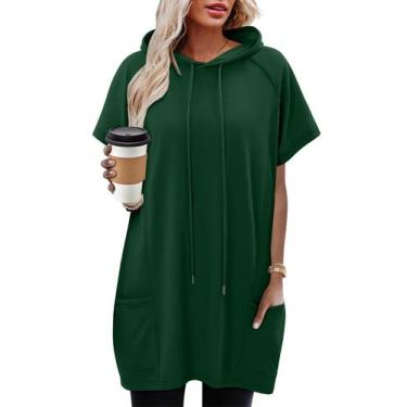 Imagem de Vestido de moletom com capuz KISSMODA feminino Summer Deep Green S