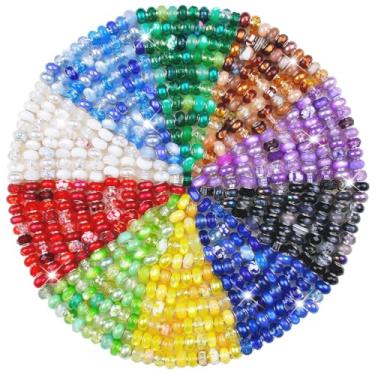 Imagem de Exway Contas espaçadoras de furos grandes europeus, 200 peças de varinhas de fadas com furo grande para decoração de estacas, contas de cristal para decoração de estacas, contas de cristal de murano