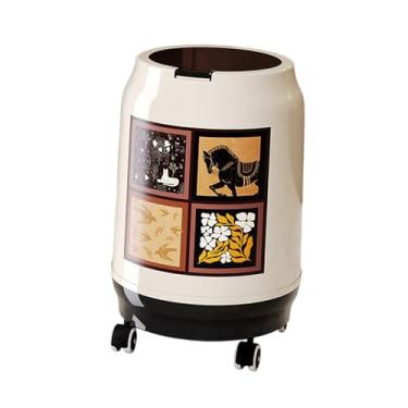 Imagem de predolo Lixeira com rodas, lata de lixo de grande capacidade, lata de lixo para cozinha, banheiro, escritório, casa, banheiro, quarto, with Lid L White