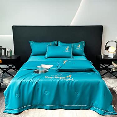 Imagem de 5JJJLOOOPP Edredão, edredom legal, conjunto de 4 peças, colcha de verão, solteiro, A, bordado, brilhante, edredom legal, cor 6, conjunto de 3 peças, cobertor de joelho, lavável (cor 5, 180 * 200 cm)