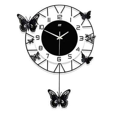 Imagem de Relógio de parede moderno para decoração de sala de estar relógio de parede silencioso sem tique-taque alimentado por bateria com pêndulo decoração de parede para casa interna, 58 * 74 cm (38 * 51 cm)