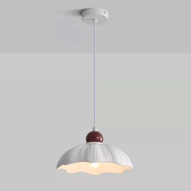 Imagem de YQSLQZZ Luminária pendente de cabeceira de resina, lustre de sala de jantar vintage estilo creme, luzes de teto suspensas acima da pia da mesa de jantar, luz E27*1, altura ajustável