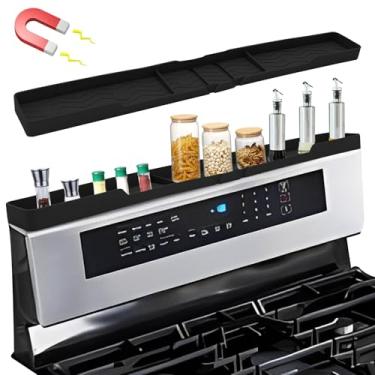 Imagem de Prateleira superior de fogão de silicone macio, 76 cm, resistente ao calor, superfície lisa, prateleira de cozinha, dobrável, prateleiras magnéticas para forno, micro-ondas, utensílios e condimentos