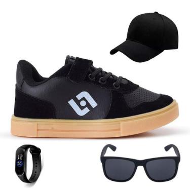 Imagem de Kit Tenis Infantil Street Light Bone Oculos e Relogio Casual Meninos, 