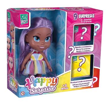 Imagem de Boneca Baby Happy Surprise negra Cabelo Lilás 554 - Super Toys