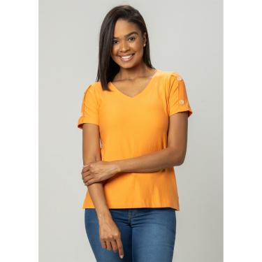 Imagem de Blusa Manga Curta Pau a Pique Canelada Laranja