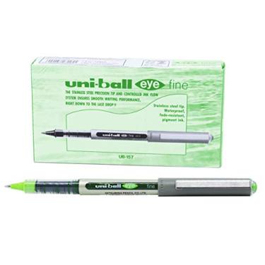 Imagem de Caneta Rollerbal Eye Fine UB 157 Micro 0.7mm, Uni-Ball, Verde Claro, Caixa com 12 unidades.