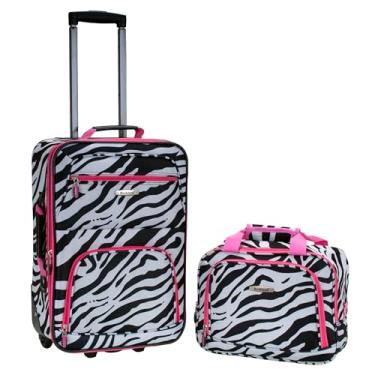 Imagem de Rockland Conjunto de bagagem vertical expansível com lado macio, Zebra rosa, 2-Piece Set (14/19), Conjunto de bagagem vertical expansível com lado macio