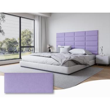 Imagem de Gorkett Cabeceira Queen estofada preta de tecido, 12 peças de painéis de parede para cama ajustável, decoração de quarto moderna, 25 x 61 cm cada, roxo