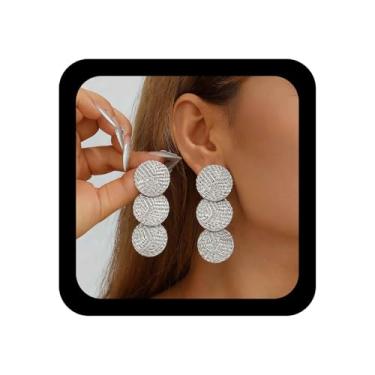 Imagem de Ximdble Brincos vintage com pingente de moeda e disco de moeda longa fosca texturizados de ouro brincos de corrente de moeda de ouro brincos de disco para mulheres, Zinco, Sem pedra preciosa