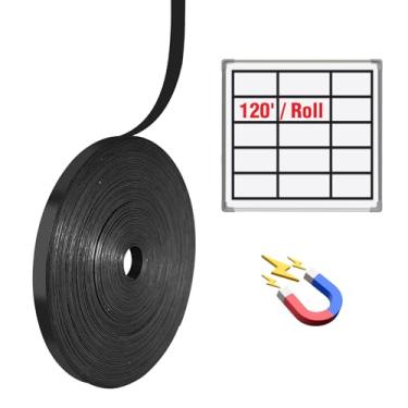 Imagem de CHUNNIAO Fita magnética para quadro branco para escritório, fita de grade de linha fina - 1/12.7 cm x 40 m x 24 mm, ímãs de tira de alta energia, preto