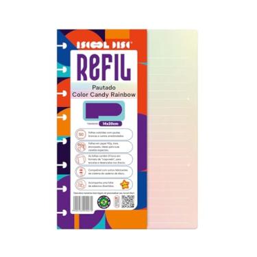 Imagem de Refil Caderno Disco Iscool Pautado Linhas Brancas Color Rainbow 50 F 90g P