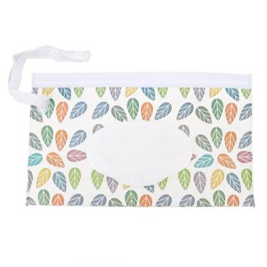 Imagem de Saco de lenços umedecidos para bebês com zíper, tamanho grande, recarregável, tipo removível, tampa portátil, dispensador de lenços umedecidos para viagens, padrão de folhas