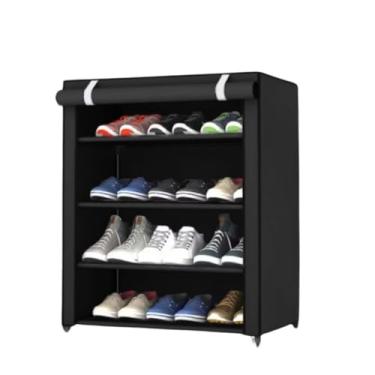 Imagem de Sapateira Vertical 4 Andares com Capa de TNT - Organizador de Sapatos Desmontável com Estrutura Reforçada para Quarto, Closet e Lavanderia
