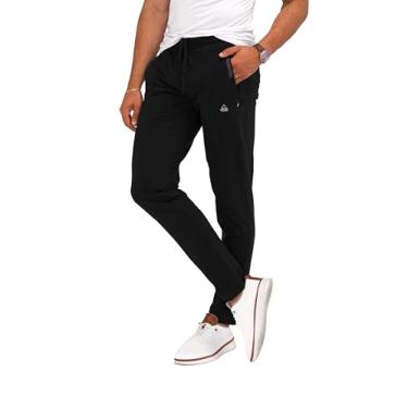 Imagem de Calça de moletom masculina SCR SPORTSWEAR esportiva para treino, corrida, moletom, calças para relaxar com zíper, bolsos 30 32 34 36 38 compridas, costura interna, 02-black-slim, X-Large(35-37"Waist - 33"Inseam/>