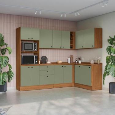 Imagem de Cozinha Modulada Pixel Kappesberg Canela-verde Frevo 427cm