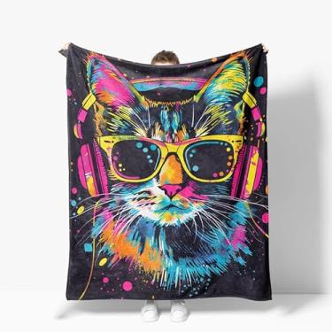 Imagem de Cobertor de lã de gatinho, supermacio, quente, aconchegante, felpudo, fofo, cobertor para gatos, presentes para decoração de quarto de meninas, meninos, crianças, 152 cm x 203 cm