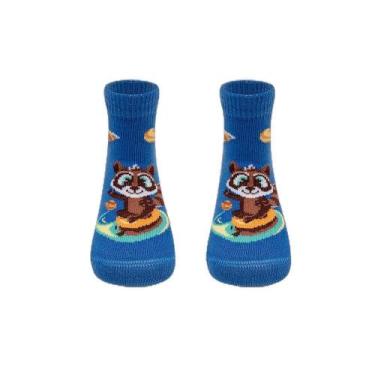 Imagem de Meia Soquete Bebê Menino Guaxinim Chocolate - Puket, 5 A 8M