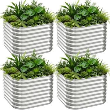 Imagem de Mostmahes 4 peças, cama de jardim elevada galvanizada de 9 x 0,9 m, cama de metal para vegetais, caixa de jardim acima do solo para flores, canteiros elevados de aço para jardinagem