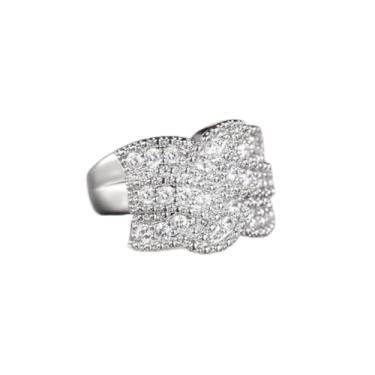 Imagem de Anéis de noivado de zircônia cúbica branca banhada a ouro branco, alianças de compromisso, festas noturnas, presentes de dia dos namorados, alianças de eternidade para mulheres, 9, Cobre, Sem pedra