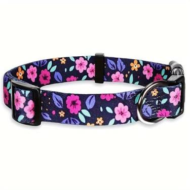 Imagem de Coleiras de cachorro azul marinho para cães pequenos, estampa boêmia, margarida, filhote de cachorro, macio, fofo, fivela ajustável para PP, pequeno, médio, grande, animais de estimação, cães, meninos