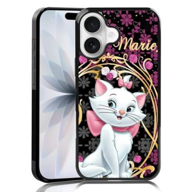 Imagem de MMYAJT Capa de telefone Graceful Marie Cat compatível com iPhone 17 — Capa de iPhone de renda dourada à prova de choque rosa fúcsia capa de telefone presente para meninos meninas homens mulheres
